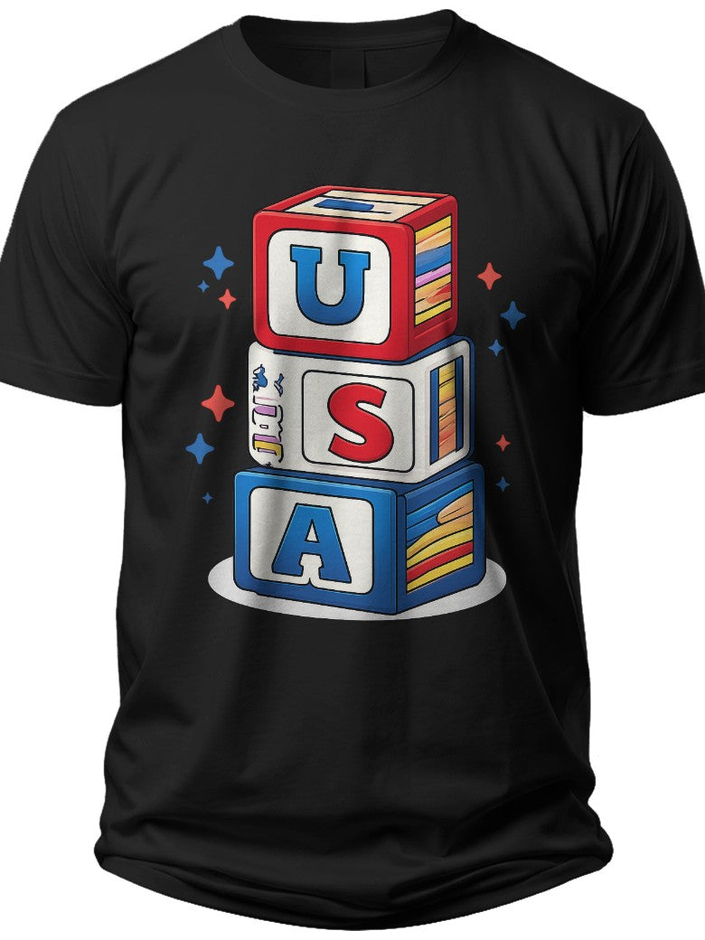 USA Blocks Usa Toddler Shirt - Adult Unisex Tee