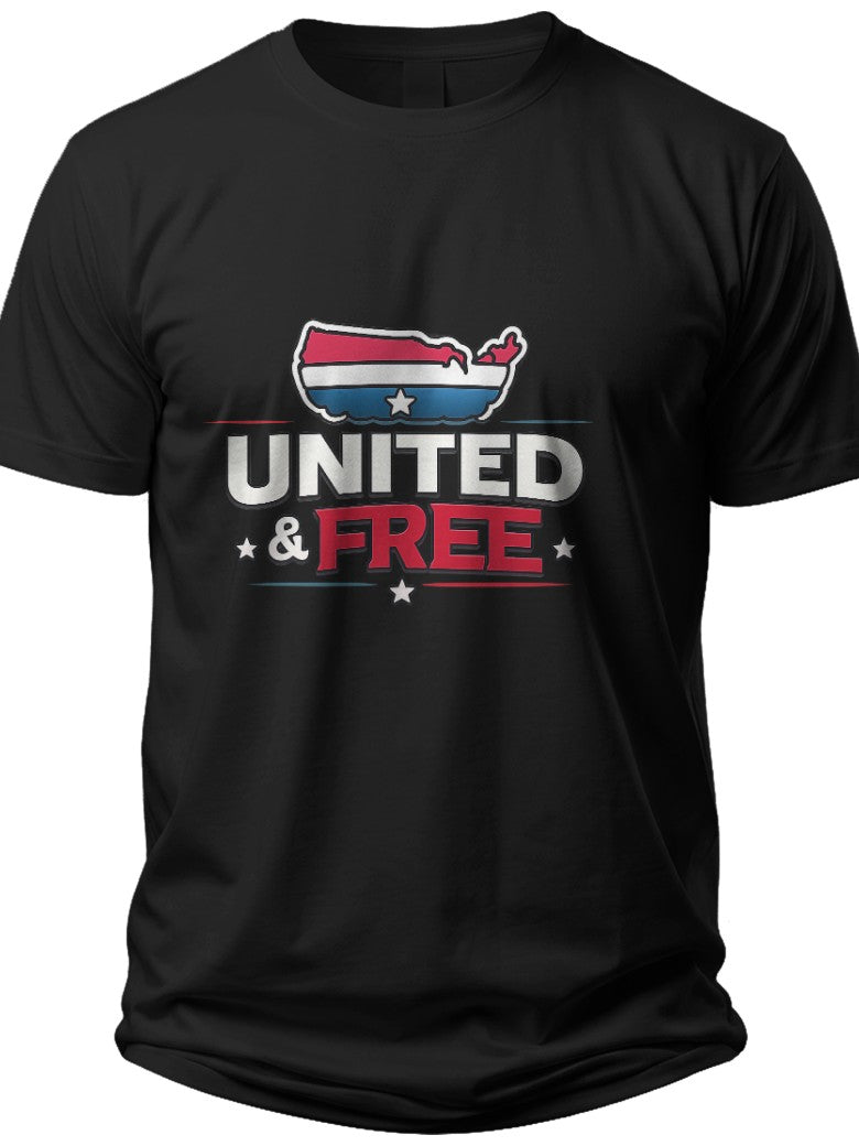 United & Free Typography Usa Shirt for Men - Adult Unisex Tee