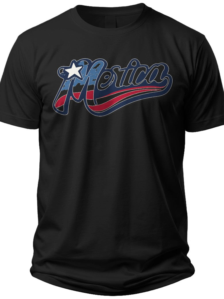 Star Merica Text Merica Shirt Women - Adult Unisex Tee