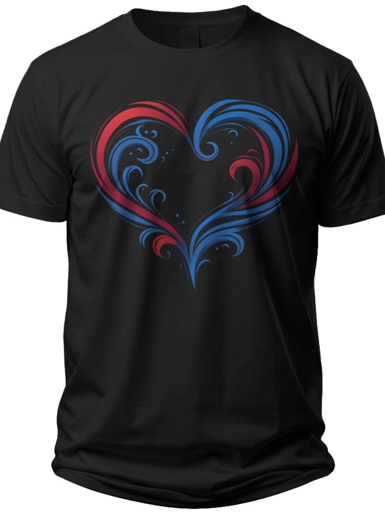 Patriotic Heart Swirl Usa Womens Shirt - Adult Unisex Tee
