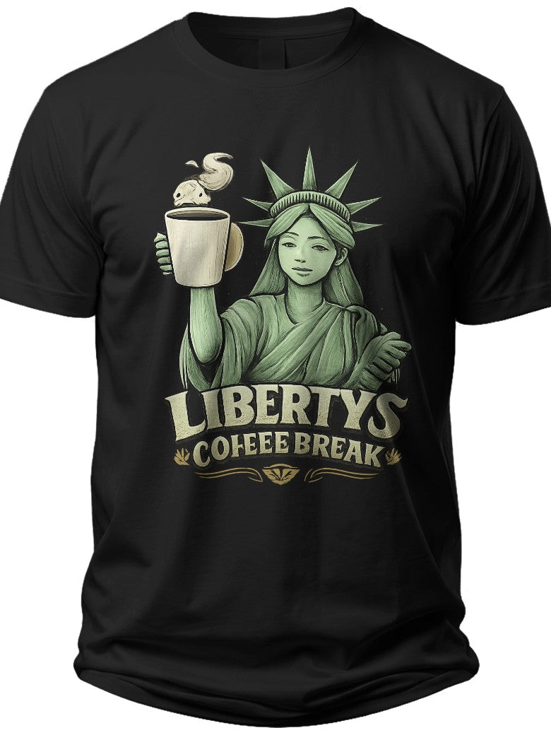 Liberty's Coffee Break Funny America Shirts - Adult Unisex Tee