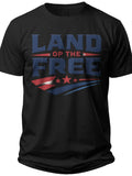Men's Patriotic T-Shirt Land of the Free Graphic Tee Soft Cotton Casual Wear American Pride