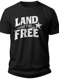 Unisex Patriotic Land of the Free Inspired Black T-Shirt - Short Sleeve Casual Cotton Graphic Tee Top