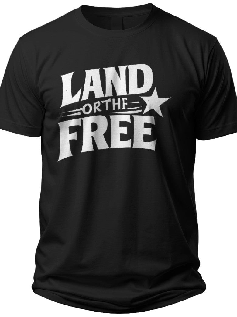 Unisex Patriotic Land of the Free Inspired Black T-Shirt - Short Sleeve Casual Cotton Graphic Tee Top