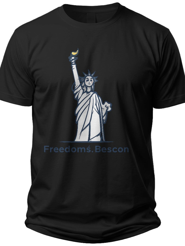 Unisex Black T-Shirt Statue of Liberty Graphic Freedom Beacon Short Sleeve Casual Tee Shirt for Men Women