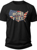 Men's Patriotic American Flag US Map Home Free Graphic T-Shirt Casual Short Sleeve Tee for Independence Day & Everyday Wear