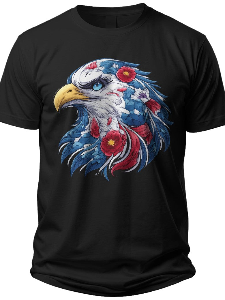 Men's Women's Patriotic Eagle Head T-Shirt American Flag Theme Graphic Tee Casual Short Sleeve Top