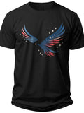 Men's Patriotic Eagle Wings Stars Graphic T-Shirt Freedom American Theme Casual Short Sleeve Tee