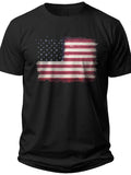 Black Distressed American Flag T-Shirt for Men Women Patriotic USA Flag Graphic Tee Short Sleeve Casual Cotton Top