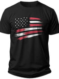 Unisex Distressed American Flag Graphic T-Shirt Black Patriotic Short Sleeve Tee for Men Women