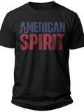 Men's Black American Spirit Graphic T-Shirt Short Sleeve Patriotic Distressed Print Casual Tee