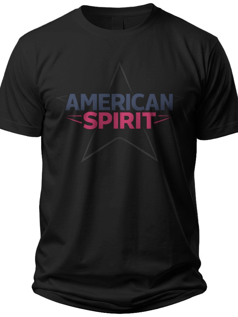 Black Unisex Graphic T-Shirt with Patriotic Star & Bold Text Design, Short Sleeve Crew Neck Casual Top