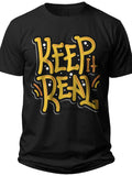 Unisex Black Keep It Real Graphic T-Shirt Short Sleeve Casual Streetwear Top for Men Women Teens