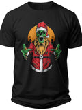 Men's Funny Zombie Skull Santa Claus Christmas T-Shirt Rock N Roll Holiday Graphic Tee Unique Gift
