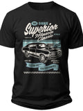 Men's Black Muscle Car T-Shirt Vintage Garage Classic Automotive Graphic Tee Short Sleeve Car Lover Gift