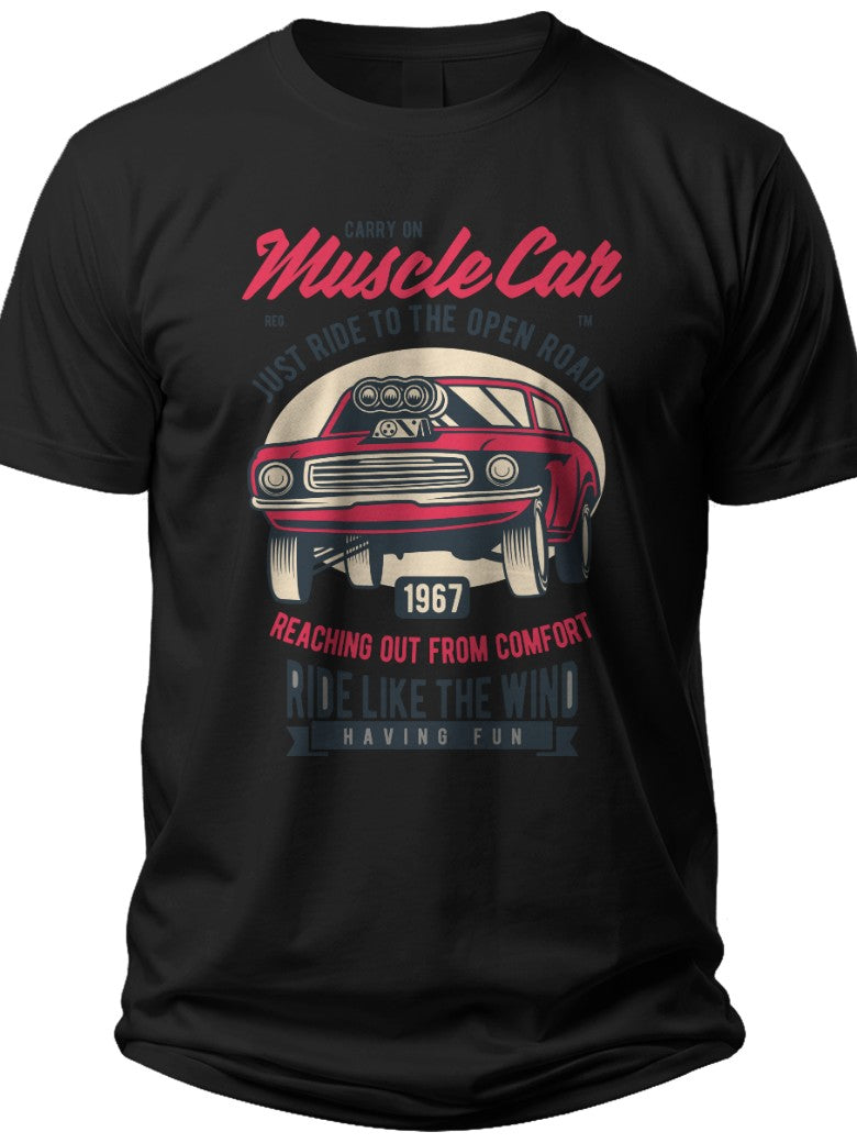 Men's Muscle Car T-Shirt Vintage American Legend Graphic Tee Black Short Sleeve Classic Car Lover Gift