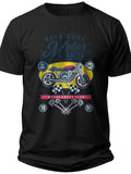 Men's Black Vintage Motor Racer T-Shirt - Old School Classic Car & Motorcycle Graphic Tee Gift