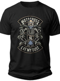 Men's Motocross T-Shirt Skeleton Rider Eat My Dust Graphic Tee Biker Motorcycle Racing Short Sleeve Top