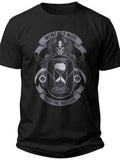 Men's Black Memento Mori Skull Hourglass Graphic T-Shirt Dark Gothic Style Short Sleeve Tee