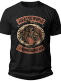 Men's & Boys' Black T-Rex Dinosaur Graphic Print T-Shirt Short Sleeve Cotton Casual Adventure Tee Top