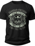 Men's Patriotic American Eagle Graphic T-Shirt - Freedom & Pride Slogan Design Short Sleeve Casual Tee