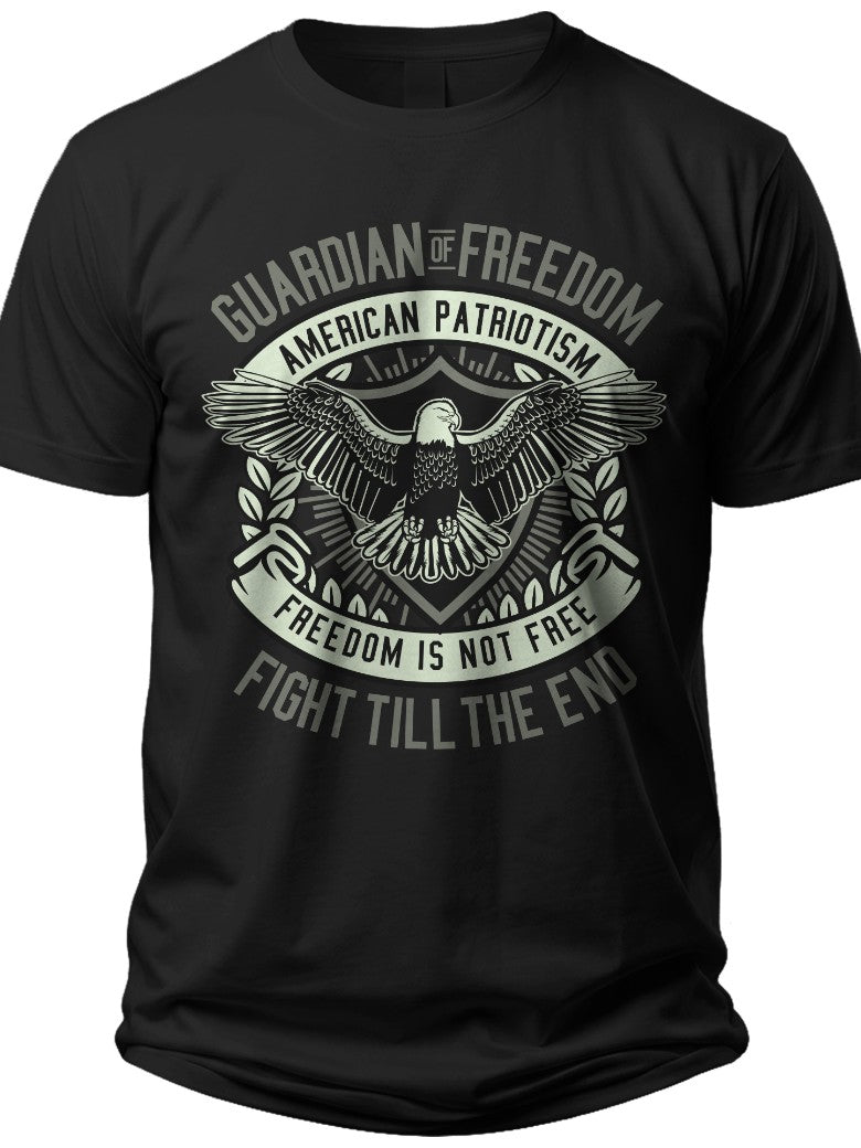 Men's Patriotic American Eagle Graphic T-Shirt - Freedom & Pride Slogan Design Short Sleeve Casual Tee