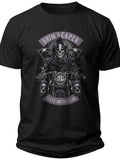 Men's Black Grim Reaper Biker Motorcycle T-Shirt - Skull & Death Motor Club Graphic Tee
