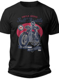 Men's Black Motorcycle Graphic T-Shirt Full Throttle Biker Rider Vintage Short Sleeve Tee Casual Top Gift