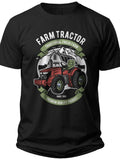 Men's Farm Tractor T-Shirt Funny Farming Life Graphic Tee Agriculture Lover Gift Black Short Sleeve