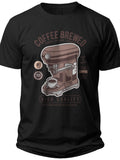 Black Coffee Machine Graphic T-Shirt Men Women, Coffee Brewed Tee, Funny Barista Lover Casual Gift