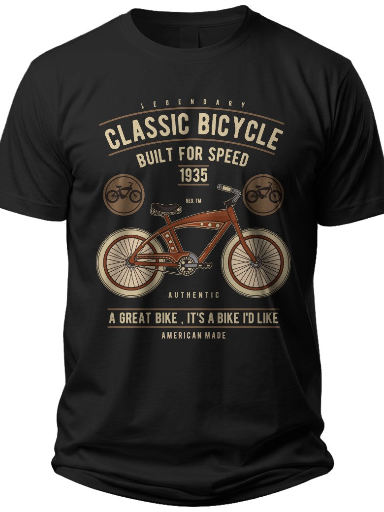 Men's Classic Bicycle Graphic T-Shirt Vintage Bike Retro Design Cycling Enthusiast Tee Casual Wear Gift for Him Black