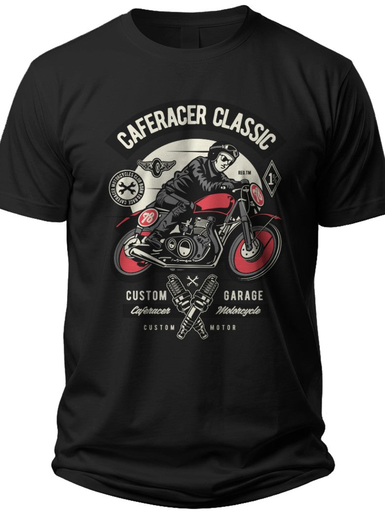 Men's Vintage Caferacer Classic Motorcycle Graphic T-Shirt Biker Rider Tee Casual Motorbike Enthusiast Gift