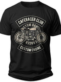 Men's Black Vintage Motorcycle Graphic T-Shirt Retro Biker Tee Custom Engine Design Casual Cotton Top