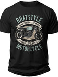 Men's Black Vintage Motorcycle Graphic T-Shirt Classic Biker Road Fighter Tee Short Sleeve Casual Gift