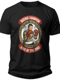 Men's Boxing Champion T-Shirt King of the Ring Boxer Graphic Tee Casual Sports Black Cotton Shirt