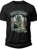 Men's Barbershop T-Shirt Funny Barber Haircut Shave Graphic Tee Gift for Hairstylist