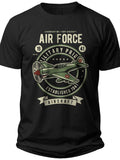 Men's Black Vintage Military Aviation T-Shirt - Fighter Plane Graphic Tee for Aircraft Enthusiasts, Casual Gift