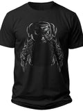 Black Graphic T-Shirt for Men Women Sci-Fi Shadow Creature Print Short Sleeve Cotton Casual Tee Top