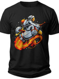 Unisex Astronaut Space Scooter T-Shirt Cosmic Rider Motorcycle Graphic Tee Black Outer Space Galaxy Adventure Gift
