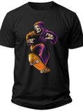 Men's Black Grim Reaper Skateboarding T-Shirt - Skeleton Skater Graphic Tee for Cool Streetwear & Halloween