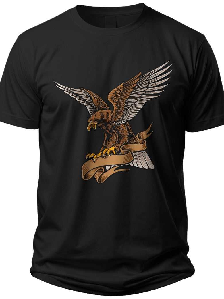 Unisex Black Eagle Graphic T-Shirt, Majestic Bird Raptor Design, Short Sleeve Crew Neck Casual Top for Men Women