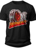 Men's Automotive Burnout Graphic T-Shirt - Car Enthusiast Racing Short Sleeve Tee - Casual Cotton Top