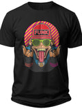 Unisex Funny Monkey Graphic Black T-Shirt Retro Funk Style Cartoon Animal Print Casual Short Sleeve Tee Top Gift