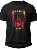 Black Monster Mouth Fangs Graphic T-Shirt Horror Dripping Tee Scary Design Unisex Men Women Casual Wear
