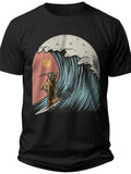 Funny Grim Reaper Surfing T-Shirt for Men & Women, Unique Wave Graphic Tee, Casual Summer Beach Vacation Top
