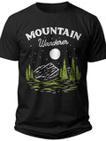 Men's Women's Mountain Wanderer Graphic T-Shirt Outdoor Nature Adventure Hiking Camping Tee Black