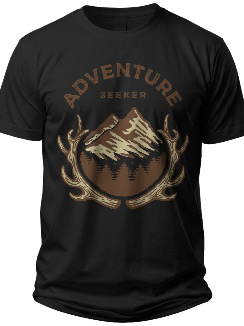 Adventure Seeker Mountain Forest Graphic T-Shirt Men's Women's Outdoor Nature Hiking Camping Casual Tee