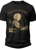 Adventure T-Shirt Men Women Outdoor Nature Mountain Moon Forest Graphic Print Casual Tee for Hiking Camping