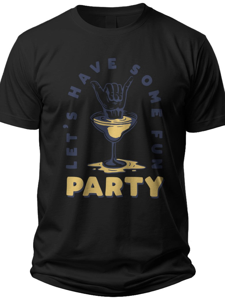 Unisex Black Graphic T-Shirt - Fun Cocktail Party Design Short Sleeve Casual Tee for Men Women
