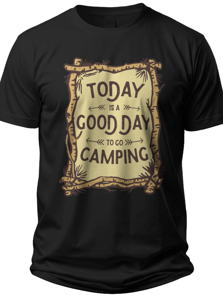 Unisex Camping Graphic T-Shirt Funny Outdoor Adventure Tee Short Sleeve Black Casual Summer Top for Men Women